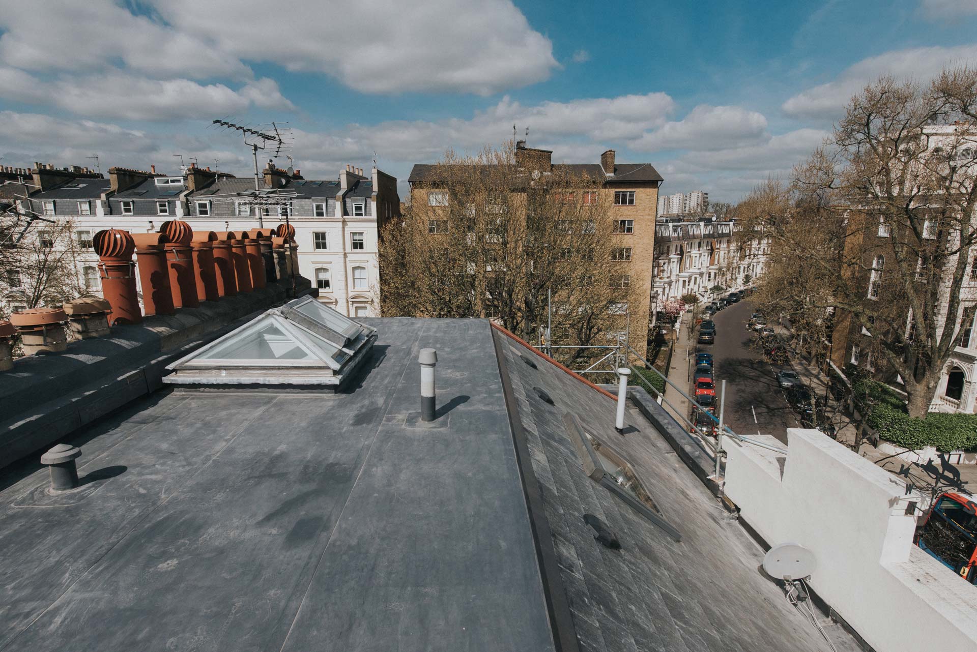 Flat roof above a London street