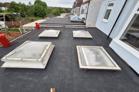 Flat roof with new skylights
